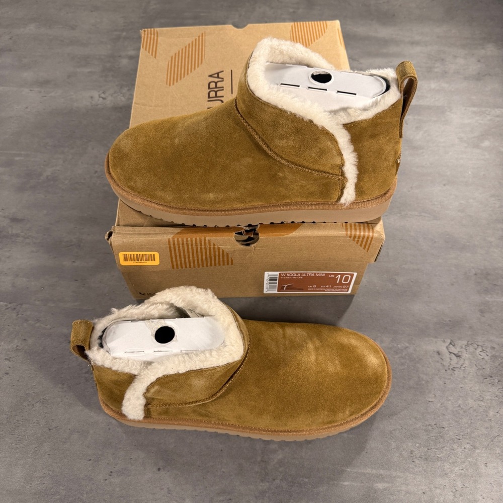 Koolaburra by UGG Boots Women 10 Koola Ultra Mini Chestnut Suede Faux Fur NEW